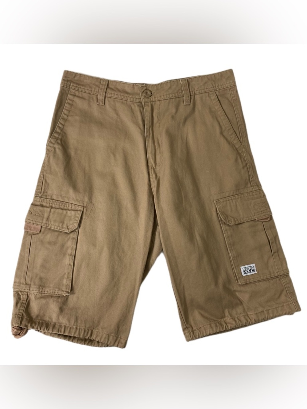 Pro Club Khaki Cargo Shorts Adjustable Hem Drawstring Utility Work Casual Shorts